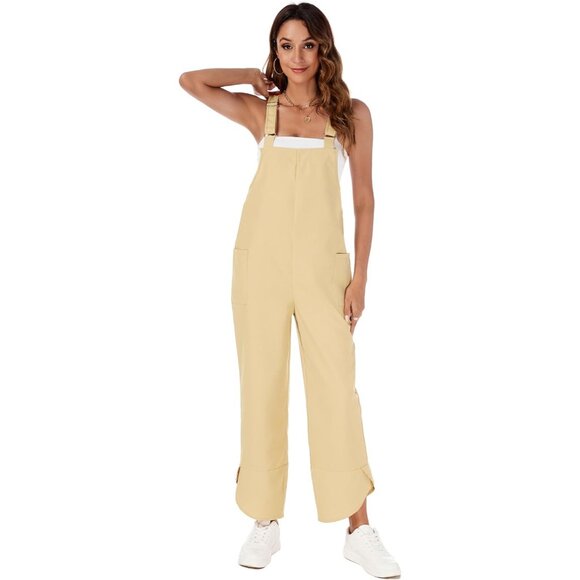JUMPSUITS Romper Suits Wide Leg Pants-Apricot - Picture 3 of 6